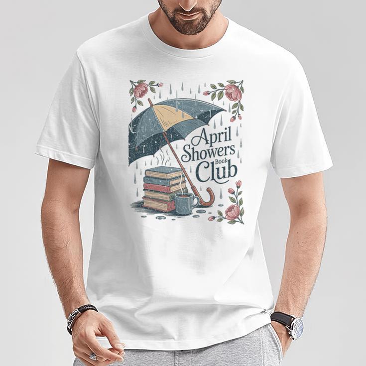 April Showers Book Club Spring Peonies Cozy Hygge Reader T-Shirt Unique Gifts