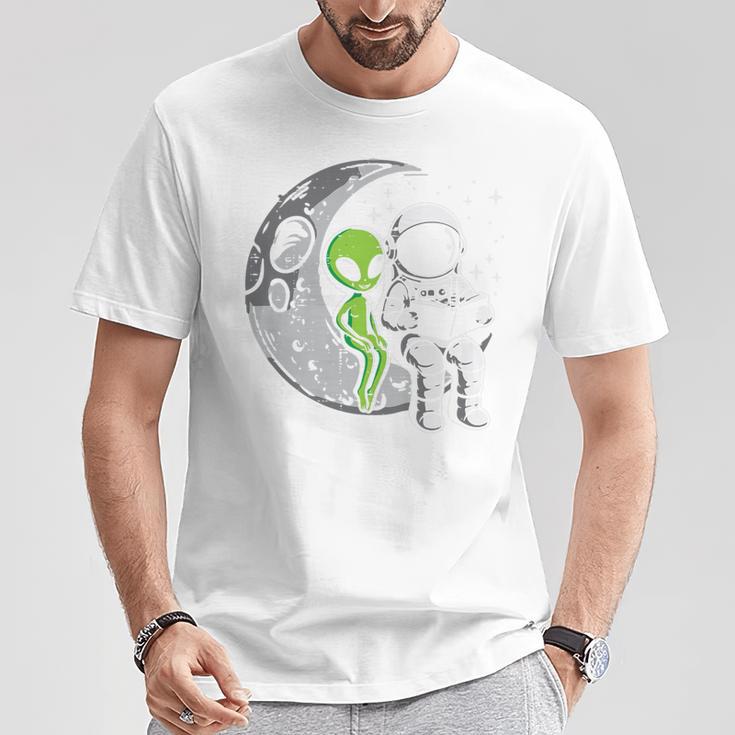 Astronaut Reading Book To Alien Moon Space Women Kids Men Premium Tri-Blend T-Shirt Unique Gifts