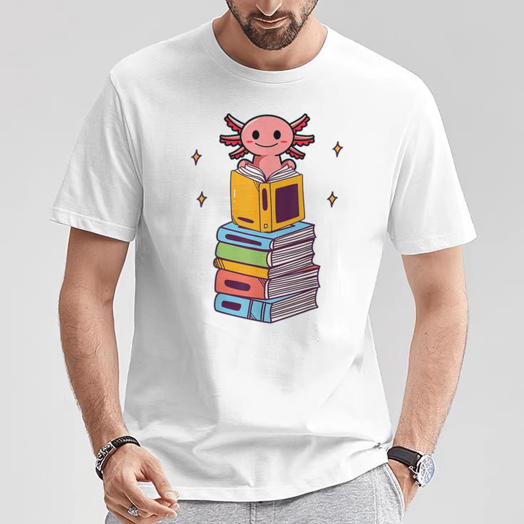Axolotl Bookworm Girls Cute Book Reading Axolotl Pink T-Shirt Unique Gifts