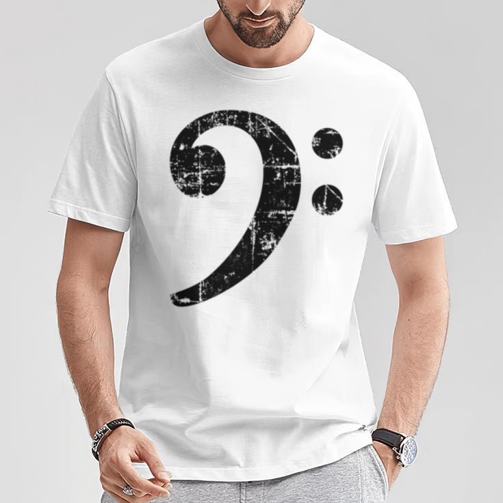 Bass Clef ビンテージブラック左 ベースプレイヤー 長袖tシャツ Tシャツ 面白い贈り物