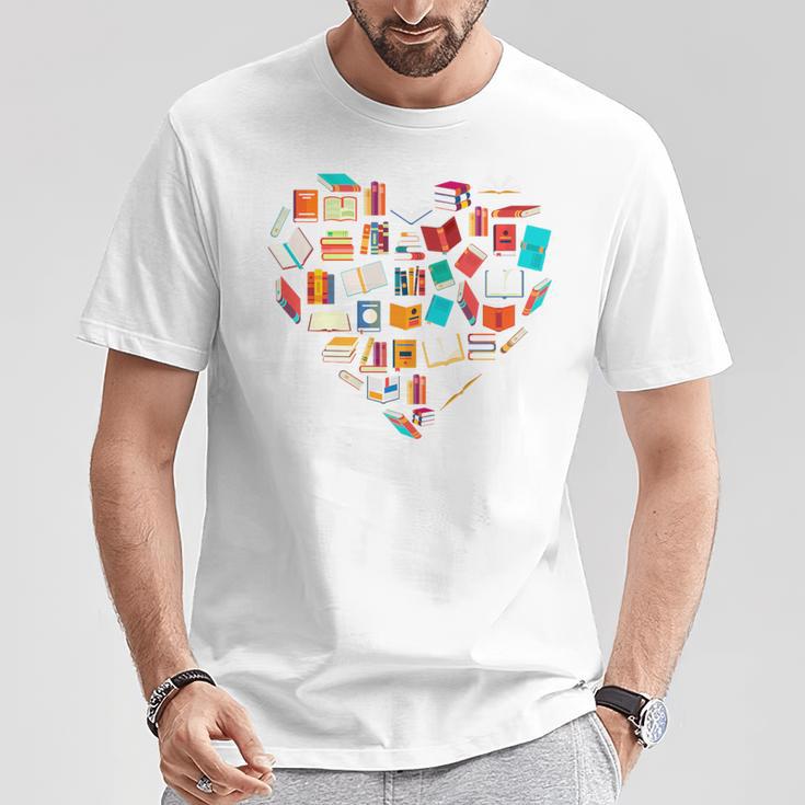 Book Lover Heart Shape Reading Club Librarian Bookworm Premium Tri-Blend T-Shirt Unique Gifts