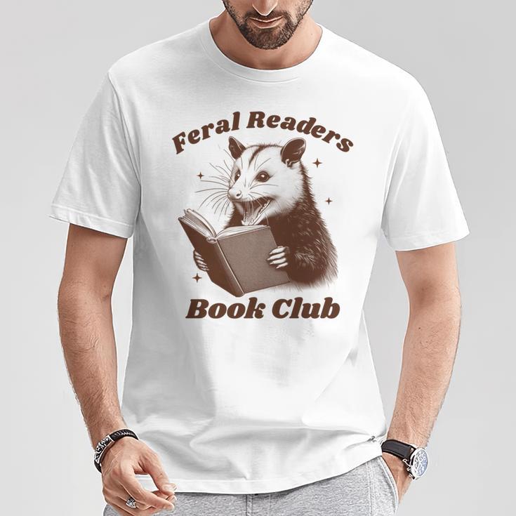 Book Lover Opossum Bookish Reader Feral Readers Book Club T-Shirt Unique Gifts