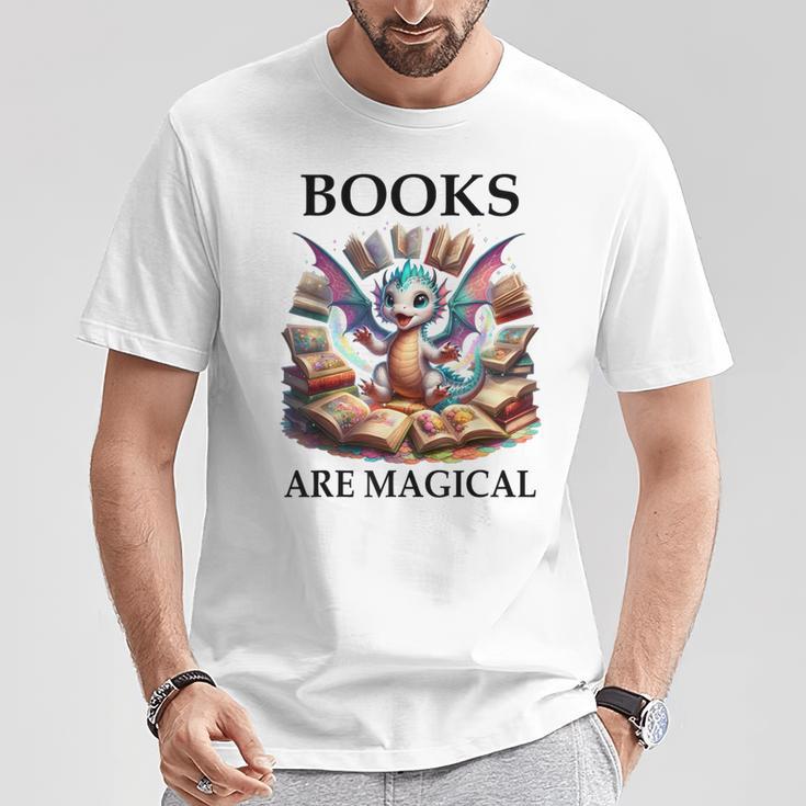 Books Are Magic Book Dragon ShirtReading Books Are Magical T-Shirt Unique Gifts