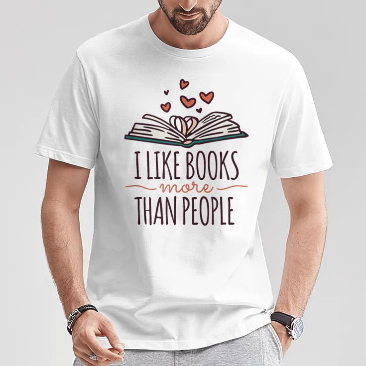 I Like Books More Than People T-Shirt Unique Gifts