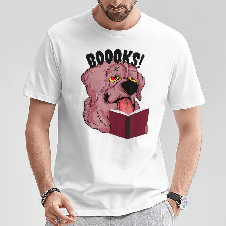 BOOOKS Zombie Dog Reading a Book Halloween Teacher For Men Women Kids T-Shirt Unique Gifts