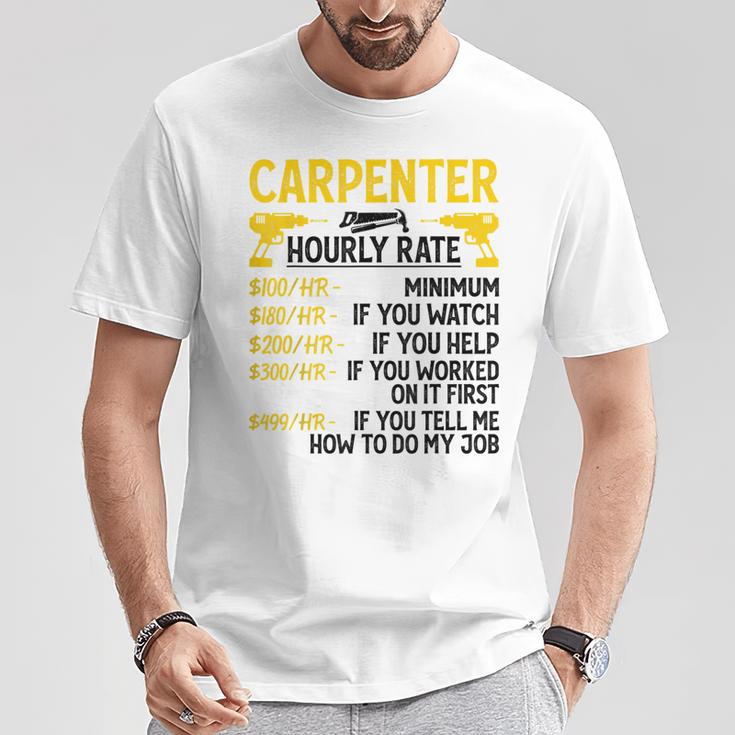 メンズ Carpenter Hourly Rate For Woodworker Carpenter Retro Tシャツ 面白い贈り物