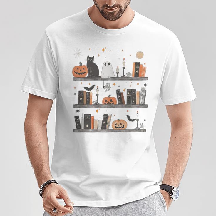 Cat Book Lover Halloween Cute Spooky Reading Premium Tri-Blend T-Shirt Unique Gifts