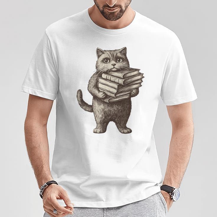 Cat Book Lover Reading Men Women Kids T-Shirt Unique Gifts