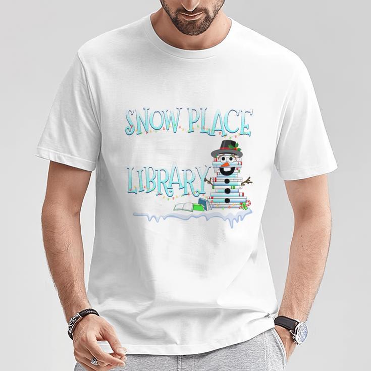 Christmas Reading Tee Snowman Librarian Book Lover Reader T-Shirt Unique Gifts