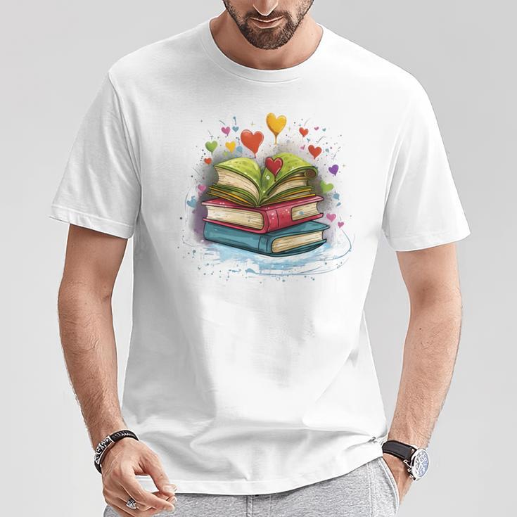 Colorful Books Love Books Watercolor Booklover Performance T-Shirt Unique Gifts