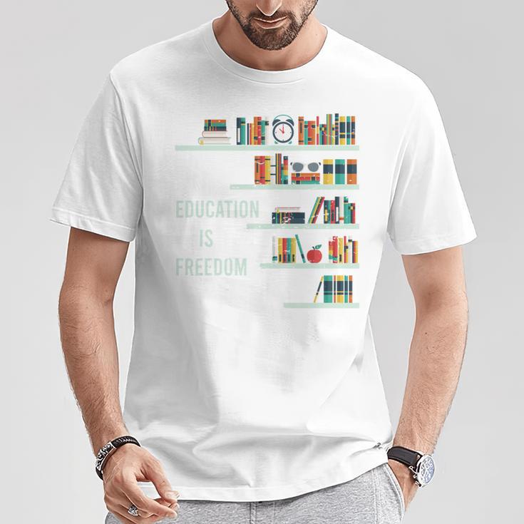 Cool Africa Education Is Freedom Library Book T-Shirt Unique Gifts