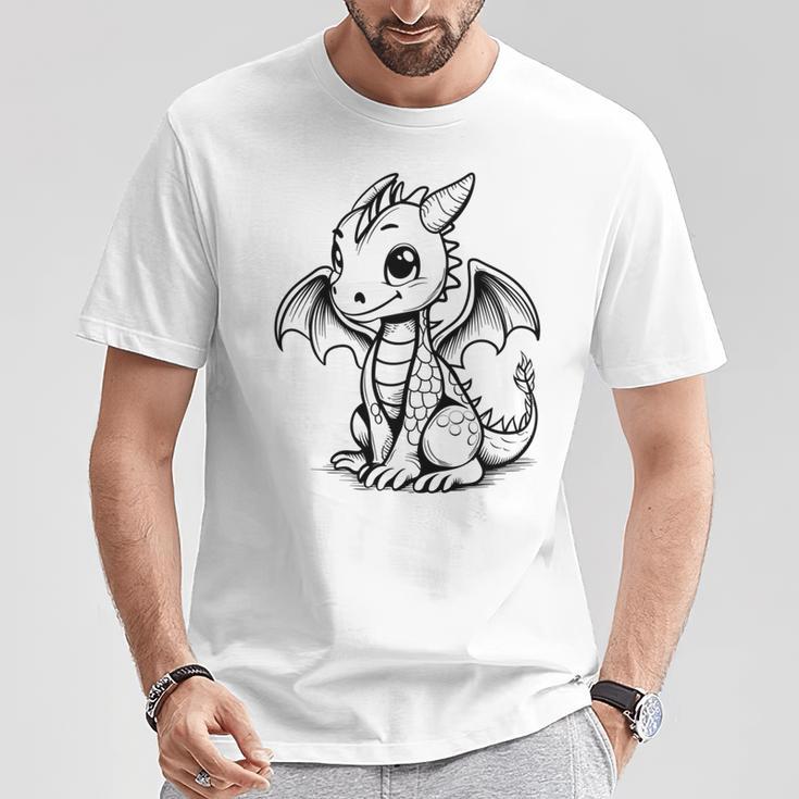 Cute Kawaii Dragon Coloring Book Art Color In T-Shirt Unique Gifts