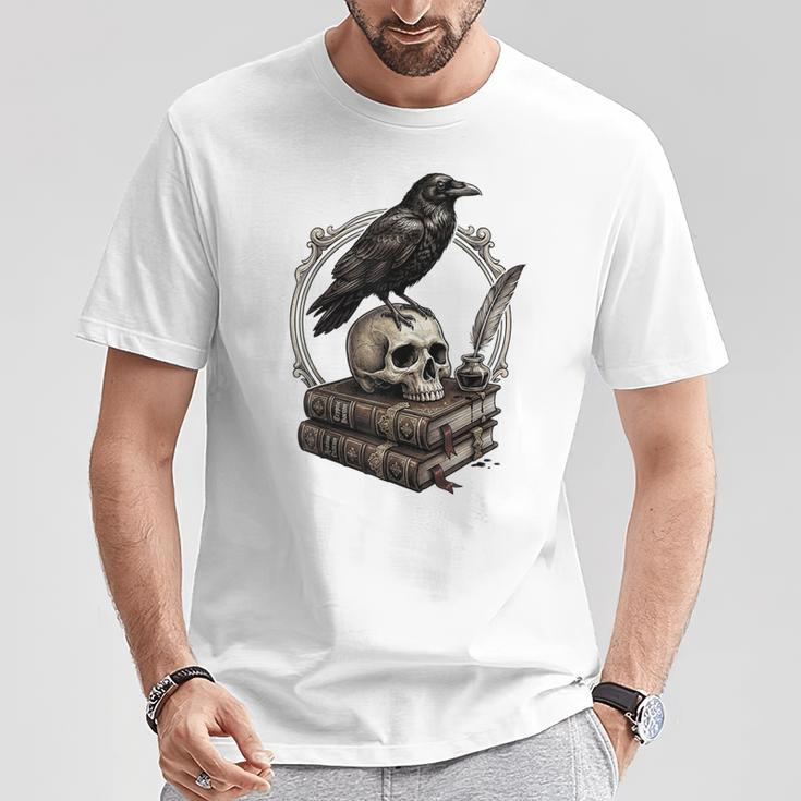 Dark Academia Raven Skull Books T-Shirt Unique Gifts Dark Academia Raven Skull Books T-Shirt Unique Gifts