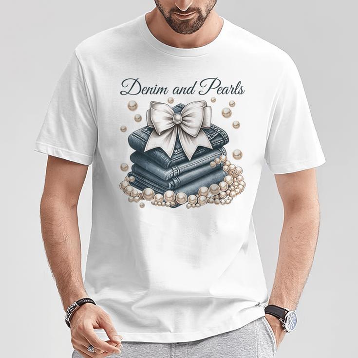 Denim And Pearls For Mom T-Shirt Unique Gifts