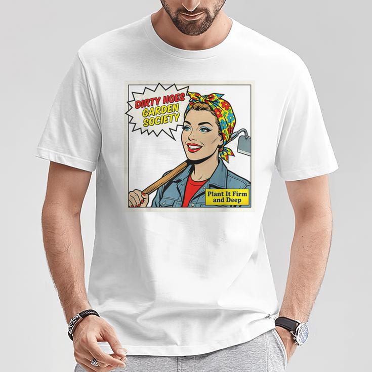 Dirty Hoes Garden Society Comic Book Style Women T-Shirt Unique Gifts