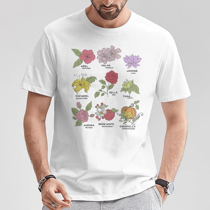 Disney Princesses Types Of Flowers Textbook Poster T-Shirt Unique Gifts Disney Princesses Types Of Flowers Textbook Poster T-Shirt Unique Gifts