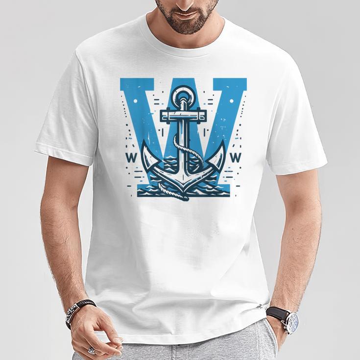 Divertidoelero Azul W Anchor Camiseta unisex Regalos divertidos