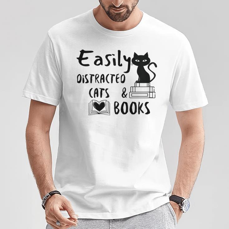 Easily Distracted Cats And Books Funny Book Lover Cat Gifts Women T-Shirt Unique Gifts Easily Distracted Cats And Books Funny Book Lover Cat Gifts Women T-Shirt Unique Gifts