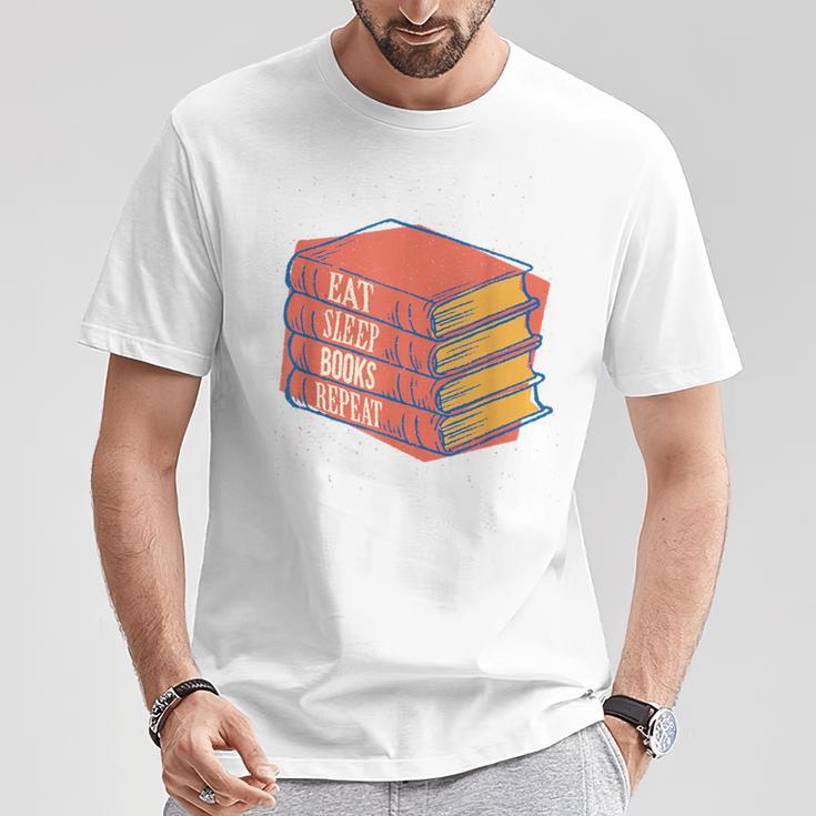Eat Sleep Books Repeat Book Lover Reading Bookworm Teacher T-Shirt Unique Gifts