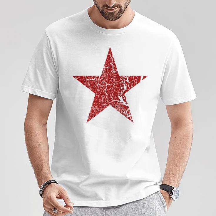 Estrella Roja Envejecida Grunge Estrella Roja De Colorintage Camiseta unisex Regalos divertidos
