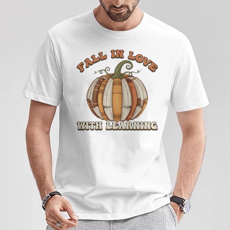 Fall In Love With Learning Books Pumpkin Autum Thanksgiving T-Shirt Unique Gifts Fall In Love With Learning Books Pumpkin Autum Thanksgiving T-Shirt Unique Gifts