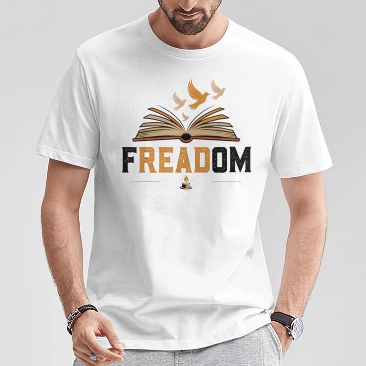 Freadom Anti Banned Books Lovers Reading Librarian Bookworm T-Shirt Unique Gifts