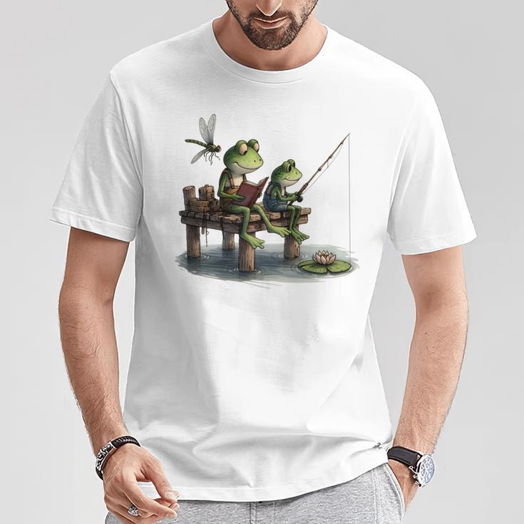 Frog Toad Fishing Vintage Classic Book Frog T-Shirt Unique Gifts