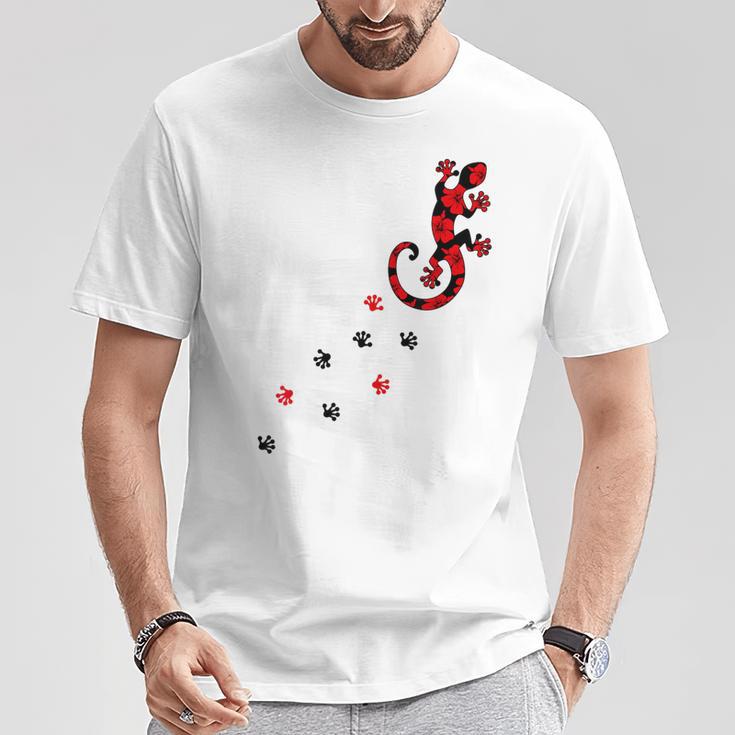 Gecko Footprint ハイビスカスフラワー ハワイサーフスタイルtシャツ Tシャツ 面白い贈り物