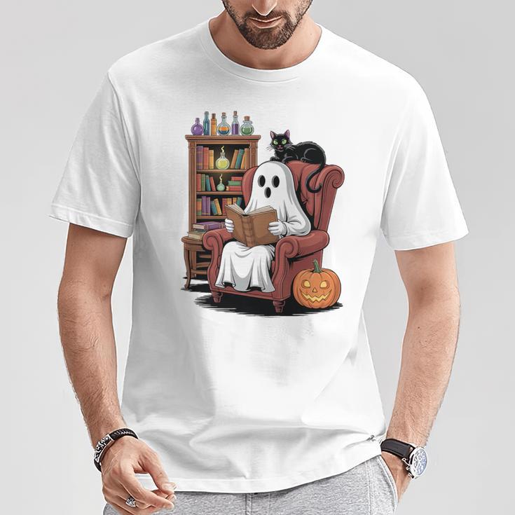 Ghost With Bookshelf Halloween Bookish Premium Tri-Blend T-Shirt Unique Gifts