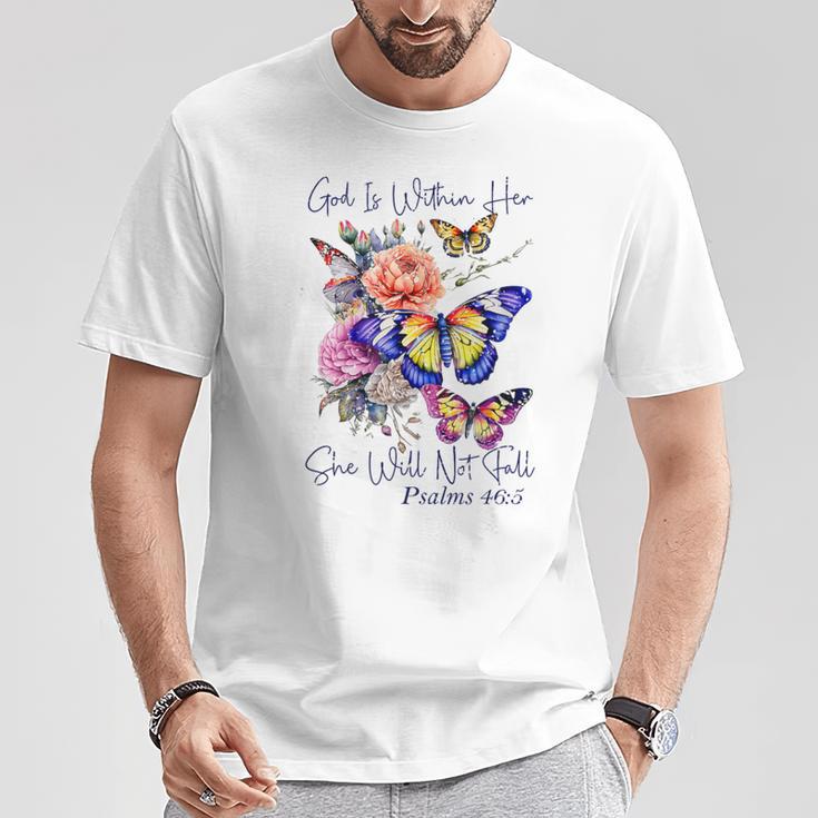 God Is Within Her Faith 聖句 詩篇 Tシャツ 面白い贈り物