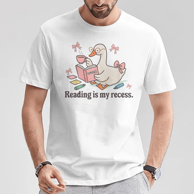 Goose Reading Romance Book Recess Bookworm T-Shirt Unique Gifts