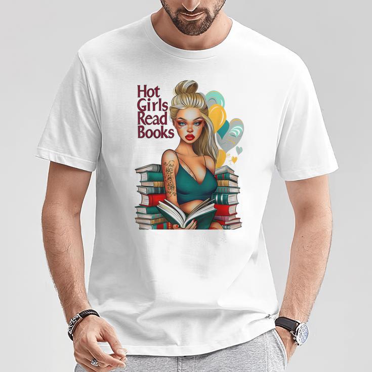 Hot Girls Read Books Spicy Bookish Girl Dark Romance Reader T-Shirt Unique Gifts