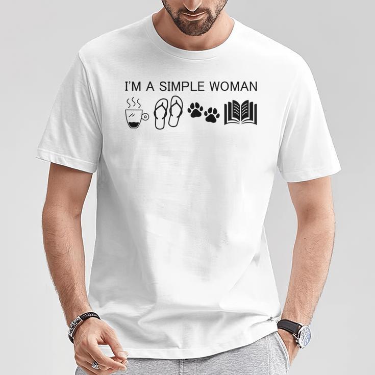 I'm A Simple Woman I Love Coffee Flip Flops Dog Books T-Shirt Unique Gifts