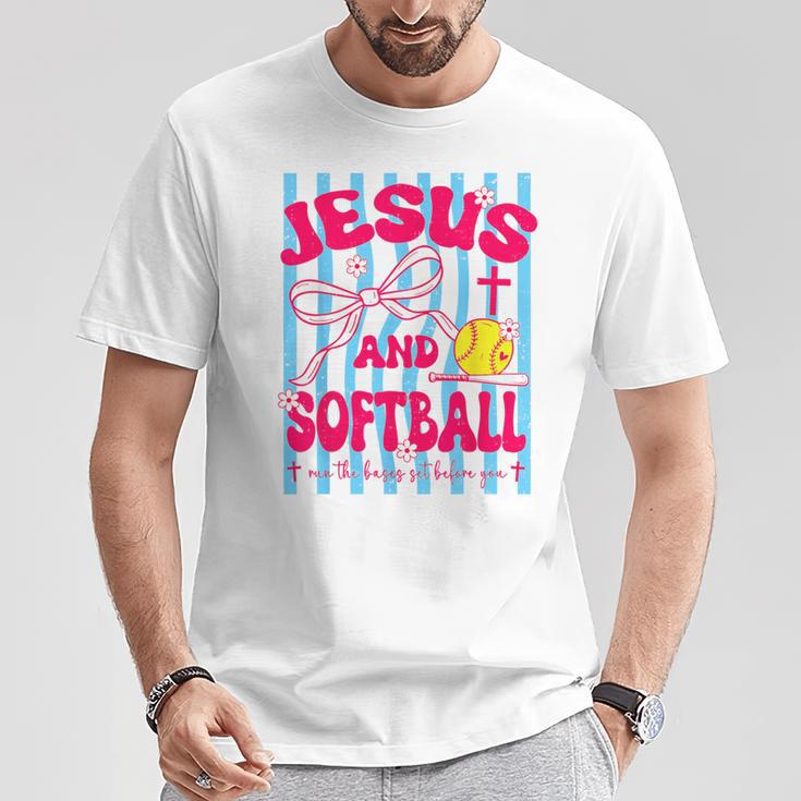 Jesus And Softball Bow Christian Mom Mama Girls Faith Womens T-Shirt Unique Gifts Jesus And Softball Bow Christian Mom Mama Girls Faith Womens T-Shirt Unique Gifts