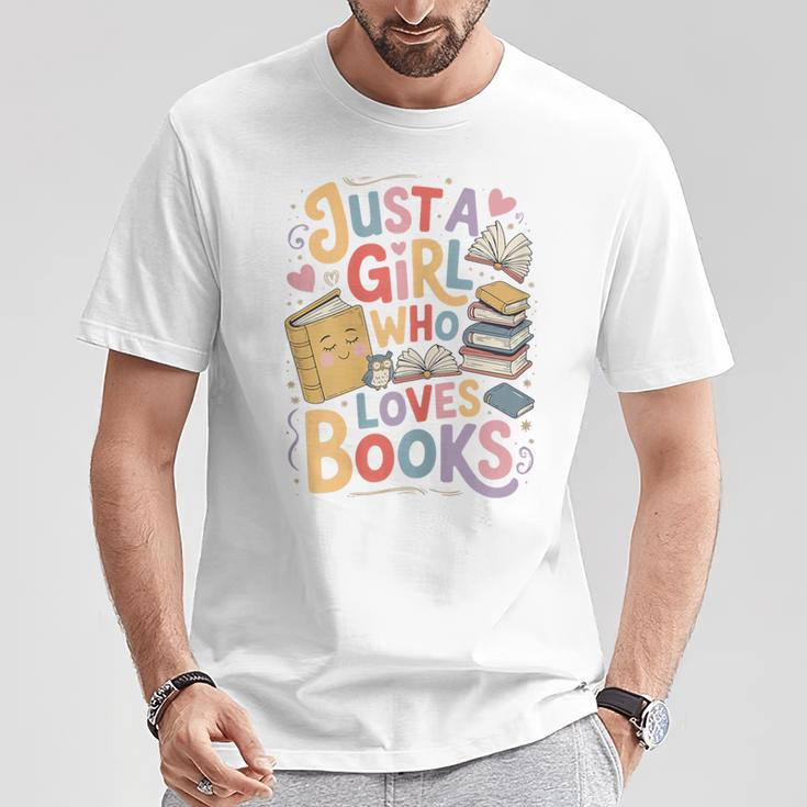 Just a Girl Who Loves Books Bookish Readers Book Lover Girls T-Shirt Unique Gifts