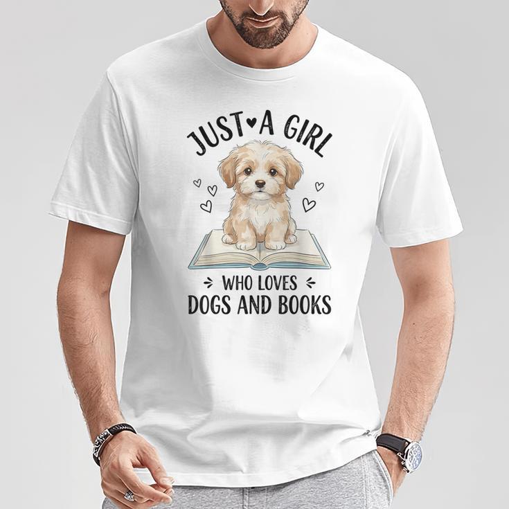 Just A Girl Who Loves Books And Dogs Puppy Pet Lover T-Shirt Unique Gifts