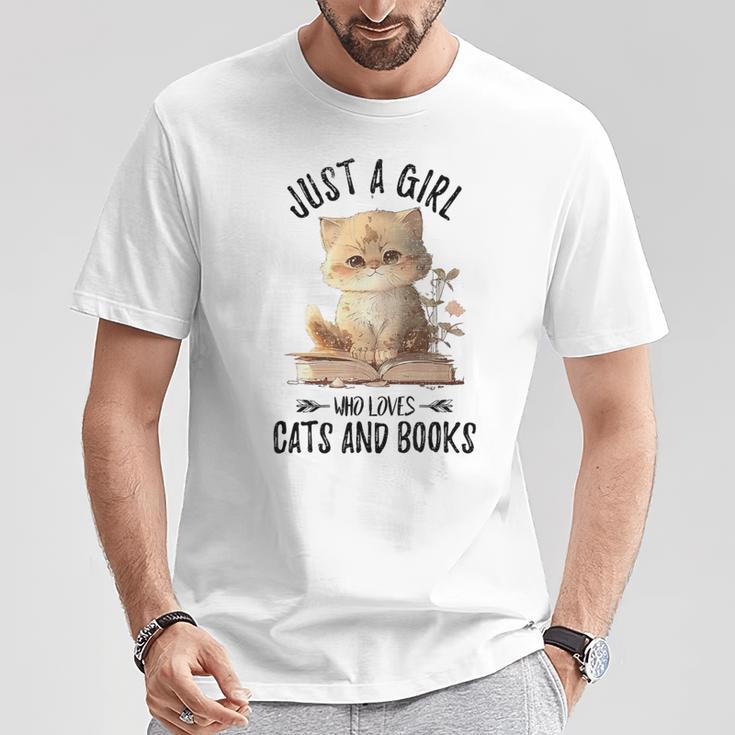 Just A Girl Who Loves Cats And Books Kitties Pet Art Lover T-Shirt Unique Gifts Just A Girl Who Loves Cats And Books Kitties Pet Art Lover T-Shirt Unique Gifts