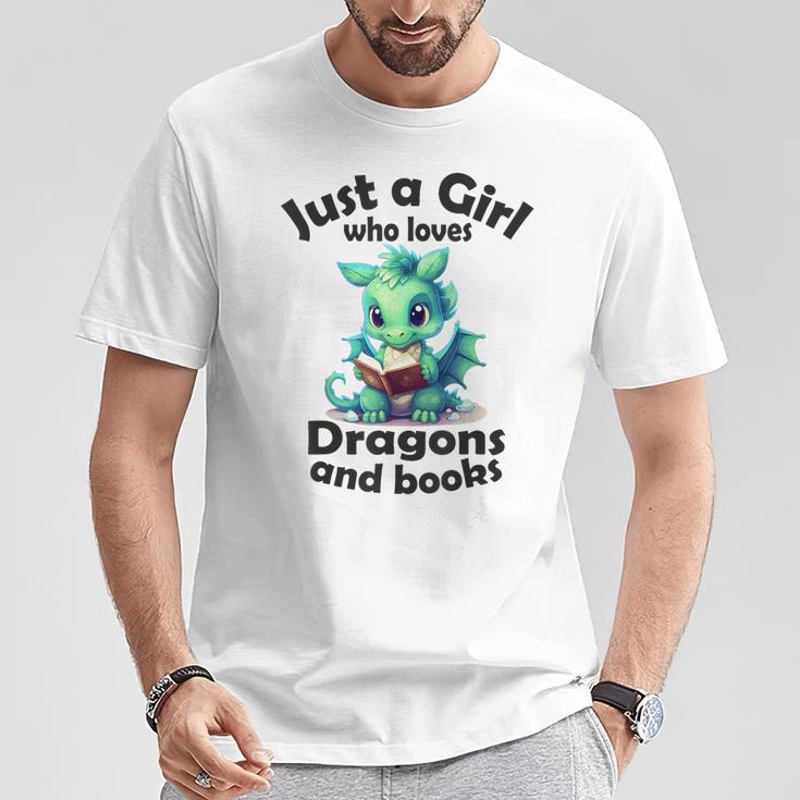 Just a Girl Who Loves Dragons And Books Dragon For Kids T-Shirt Unique Gifts