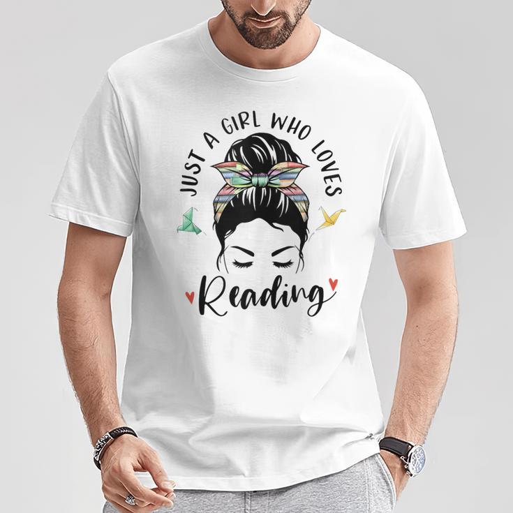 Just A Girl Who Loves Reading Hair Bun For Book Lover T-Shirt Unique Gifts