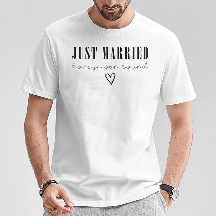 Just Married、ハネムーンバウンドtシャツ、ウェディングギフト Tシャツ 面白い贈り物