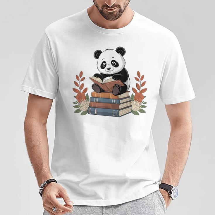 Kawaii Panda Book Lover Reading Books Panda Librarian T-Shirt Unique Gifts