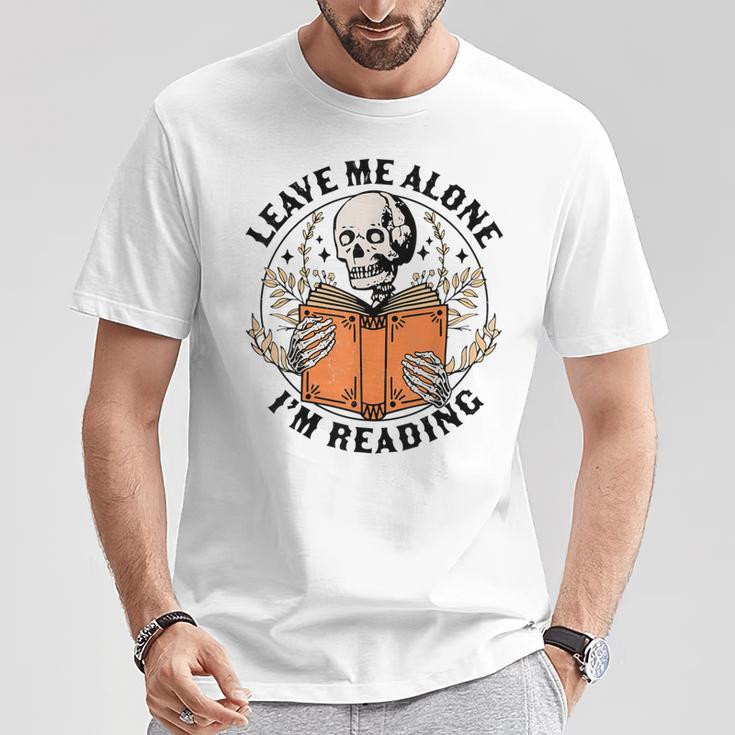 Leave Me Alone I'm Reading Skeleton Reading Book Bookish T-Shirt Unique Gifts
