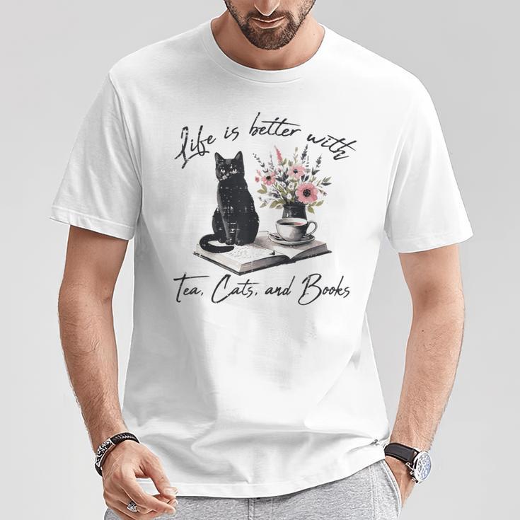 Life Better With 2 Cats Books Kitten Kitty Women Girls Kids T-Shirt Unique Gifts