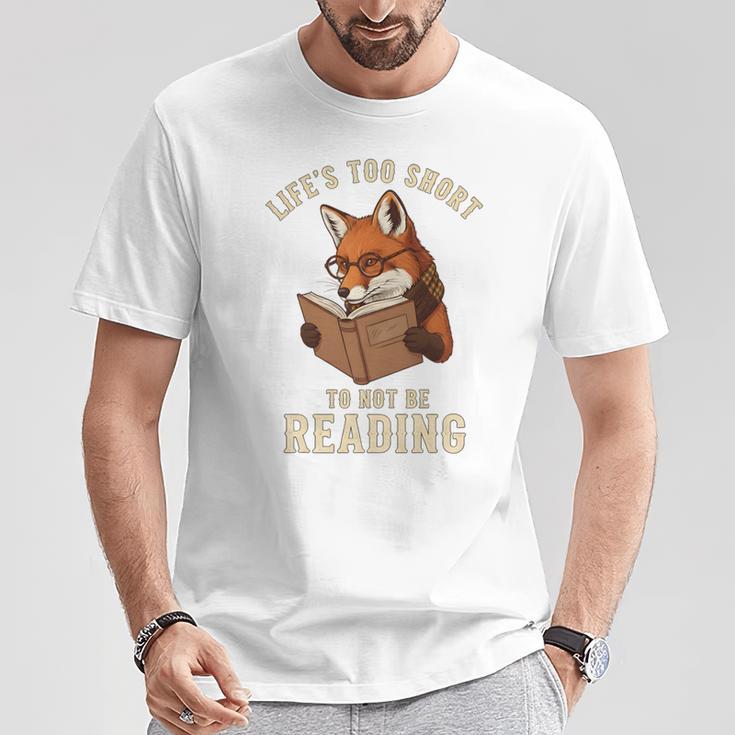 Life’s Too Short To Not Be Reading Cute Fox Book Lover T-Shirt Unique Gifts