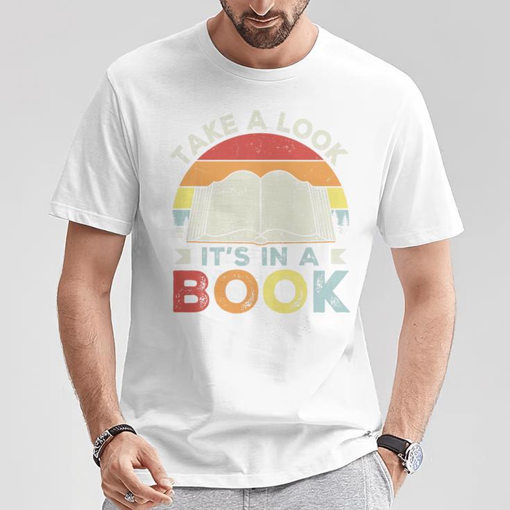 Take A Look It's In A Book Retro Reading Premium Tri-Blend T-Shirt Unique Gifts