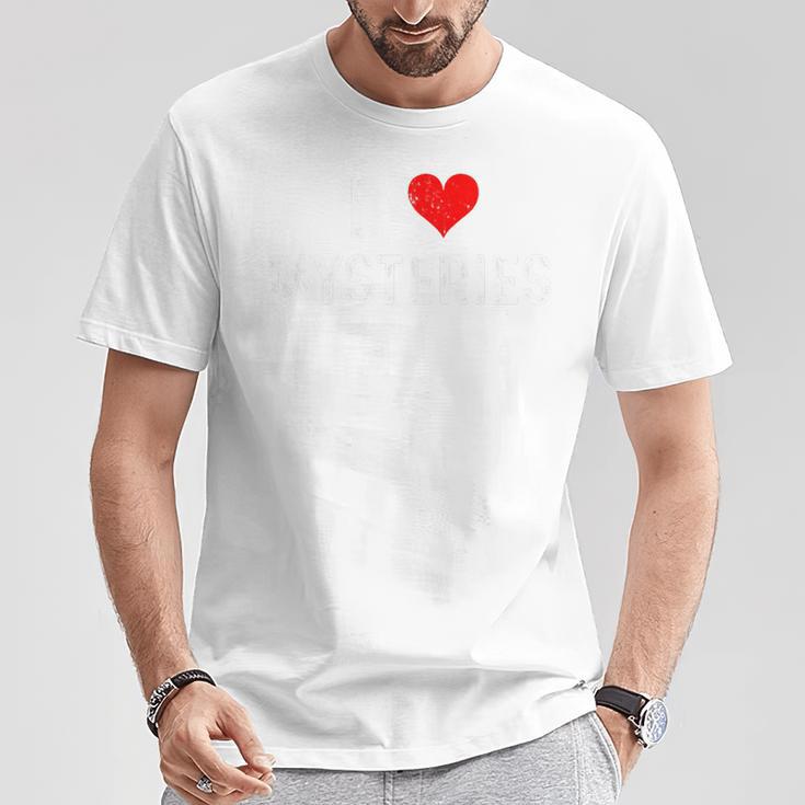 I Love Mysteries Heart Movies Books Novels TV Shows Stories Premium Tri-Blend T-Shirt Unique Gifts