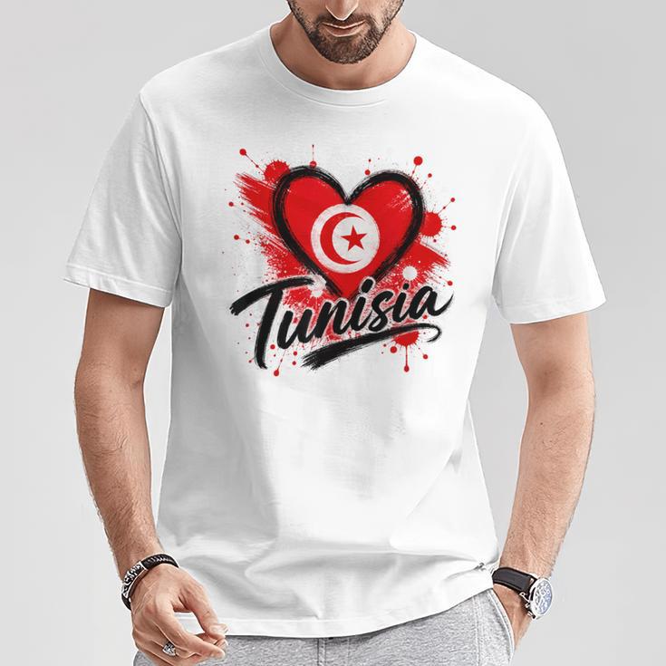 I Love Tunisia 旅行旗 ハート ツーリスト バケーション デザイン Tシャツ 面白い贈り物