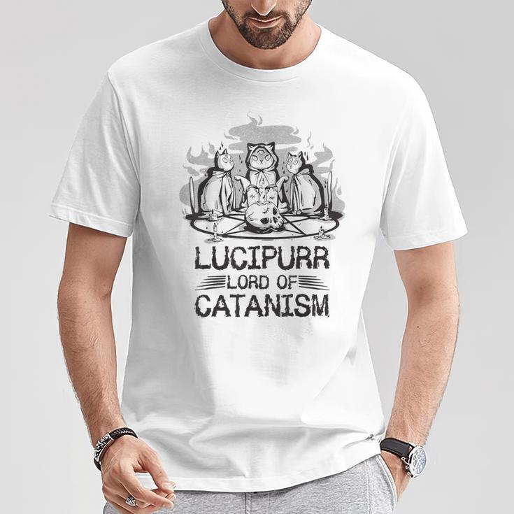 Lucipurr 黒猫 魔法 悪魔 猫 ルシファー オカルティズム Tシャツ 面白い贈り物