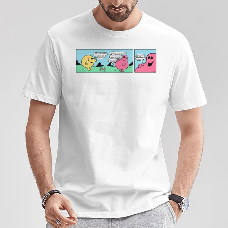 Mr Men Mr Greedy Retro Comic Book Colourful Premium Tri-Blend T-Shirt Unique Gifts