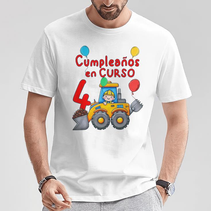 Niño 4 Años Con Tractor Excavadora Cumpleaños Camiseta unisex Regalos divertidos